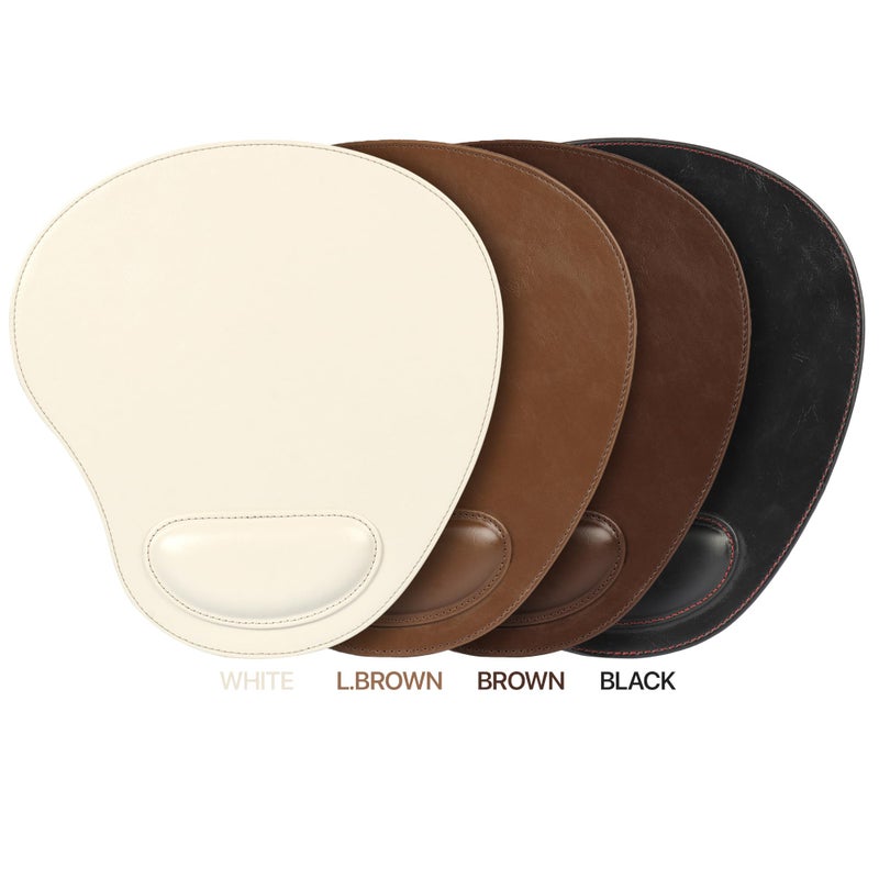 Londo PU Leather Oval Shape Non-Slip Mousepad with Wrist Rest Support, Waterproof Surface, Comfort Memory Foam, Light Ergonomic Design Mouse Pad for Laptop, Desktop - Image 4